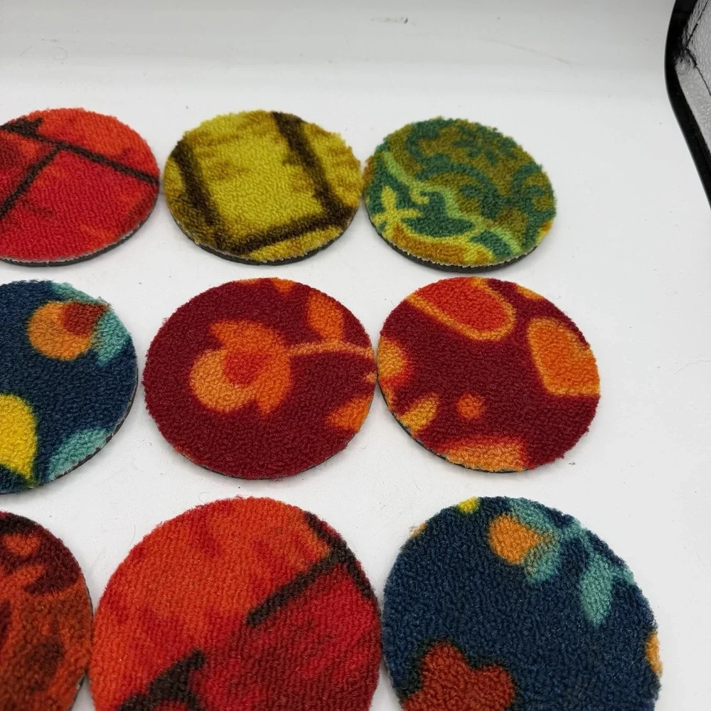 Vintage Set of 12 Bigelow Carpet Coasters MCM Retro Barware Colorful 3.75
